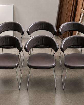 Set 6 Sedie Calligaris "New York" – Pelle Marrone 