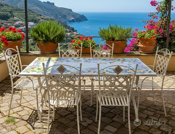 TAVOLO IN PIETRA LAVICA MIS. 200X100 CM. COMPLETO