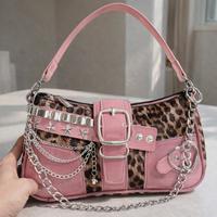 Borsa vintage rosa leopardata