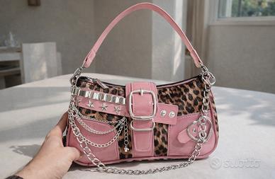 Borsa vintage rosa leopardata