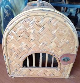 Trasportino per gatti in bambu/rattan
