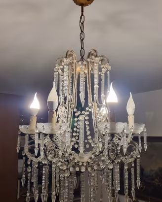 lampadario antico in cristallo 