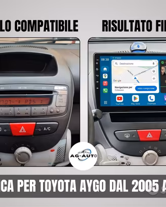 Toyota Aygo KIT COMPLETO Autoradio Android 10 pol.