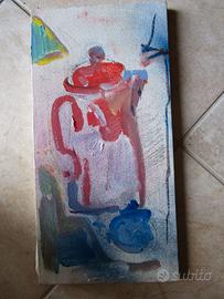 Treccani Ernesto La Caffettiera olio su tela 40X20