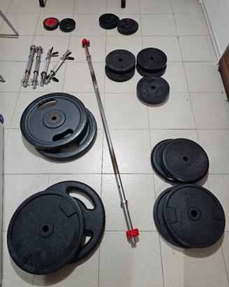 Pesi gommati con RACK e bilanciere