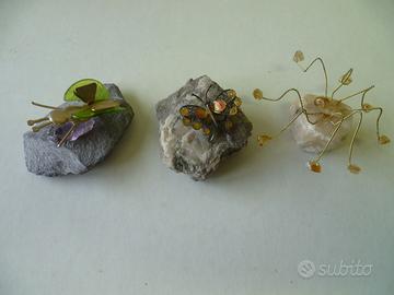 Minerali rocce gemme insetti 3 pz. collezione