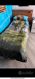 letto singolo , rete con doghe e materasso 