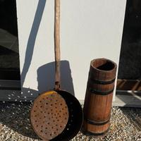 Padella per caldarroste e accessorio in legno