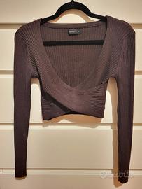 Maglia crop incrociata a coste - tg. S - Calliope