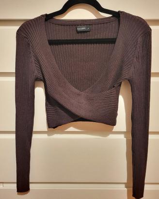 Maglia crop incrociata a coste - tg. S - Calliope