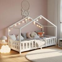 Letto a Casetta pino materasso 70 x 140 cm bianco