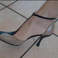 Baldinini Décolleté T-Strap Bicolore – Vero Cuoio 