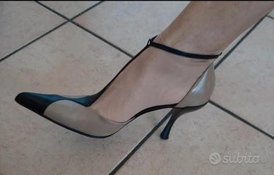 Baldinini Décolleté T-Strap Bicolore – Vero Cuoio 