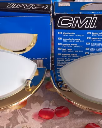 Coppia Applique CMI Vetro/Ottone E27 - NUOVE