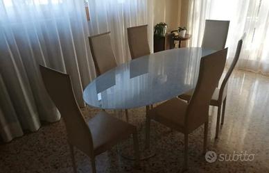 Tavolo ovale cristallo serigrafato