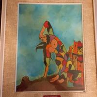 Dipinto su tela con cornice anni Settanta