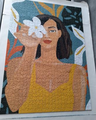 puzzle 1000 pezzi donna con fiore