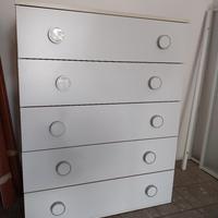 Cassettiera bianca maniglia ring