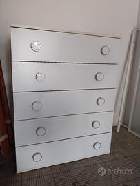 Cassettiera bianca maniglia ring