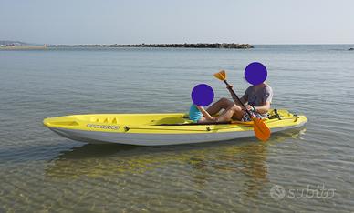 Canoa biposto con remi e ruote