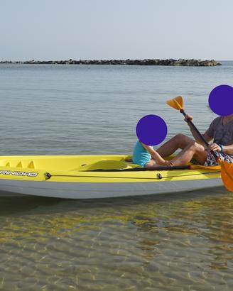 Canoa biposto con remi e ruote