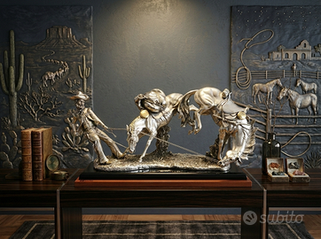🐎Scultura Western – Cowboy e Cavalli Firmata A. S