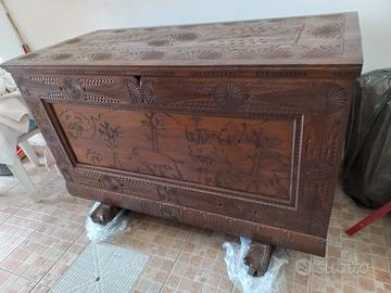 Cassa in legno fatta a mano, artigianato sardo