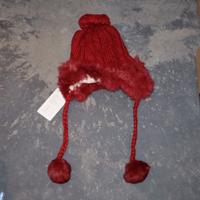 Berretto Cappello Pon Pon Donna Uomo Unisex Rosso