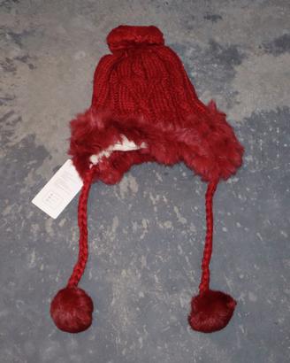 Berretto Cappello Pon Pon Donna Uomo Unisex Rosso