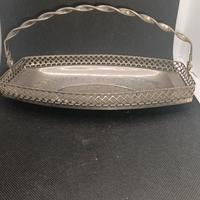 Vassoio argentato con manico vintage 