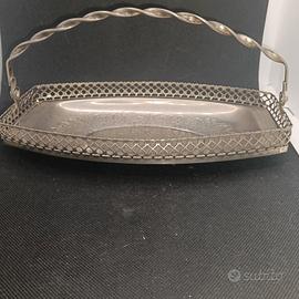 Vassoio argentato con manico vintage 
