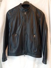 Giacca uomo pelle traforata nera