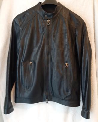 Giacca uomo pelle traforata nera