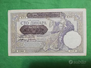 banconota 100 dinari Jugoslavia 1941 