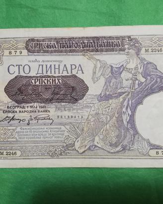 banconota 100 dinari Jugoslavia 1941 