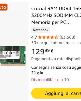 RAM DDR4 NUOVO 