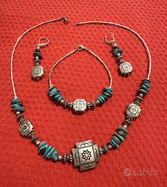 PARURE GIOIELLI  NAVAJO IN ARGENTO E TURCHESE