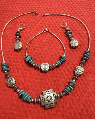 PARURE GIOIELLI  NAVAJO IN ARGENTO E TURCHESE