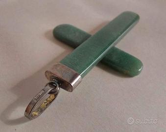 Ciondolo croce minerale avventurina,attacco argent