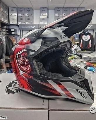 AIROH Casco Cross Wraaap - Cyber - Red