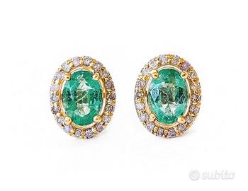 orecchini oro giallo14 ct- 1.78 ct smeraldo zambia
