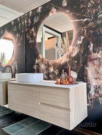 Mobile Sospeso legno con Lavabo e Specchiera