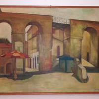 Quadro “borgo” su tavola di Luciano Ventrone