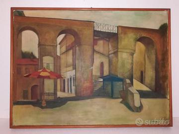 Quadro “borgo” su tavola di Luciano Ventrone