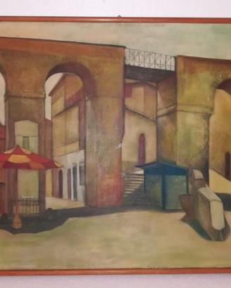 Quadro “borgo” su tavola di Luciano Ventrone