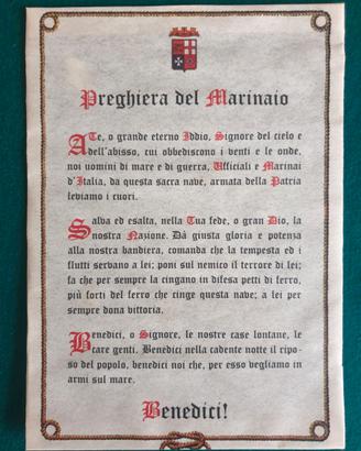 Pergamena "Preghiera del Marinaio"