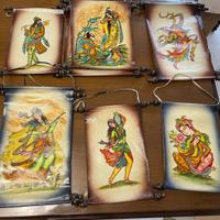 Set di 6 pelli dipinte a mano