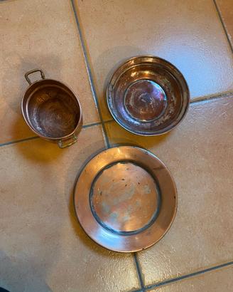 Set 3 pezzi in rame vintage 