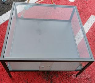 Tavolino / Vetrinetta ferro battuto e vetro 