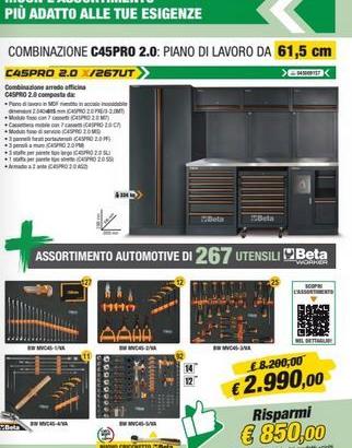 BETA arredo officina C45PRO 2.0 con 267 utensili
